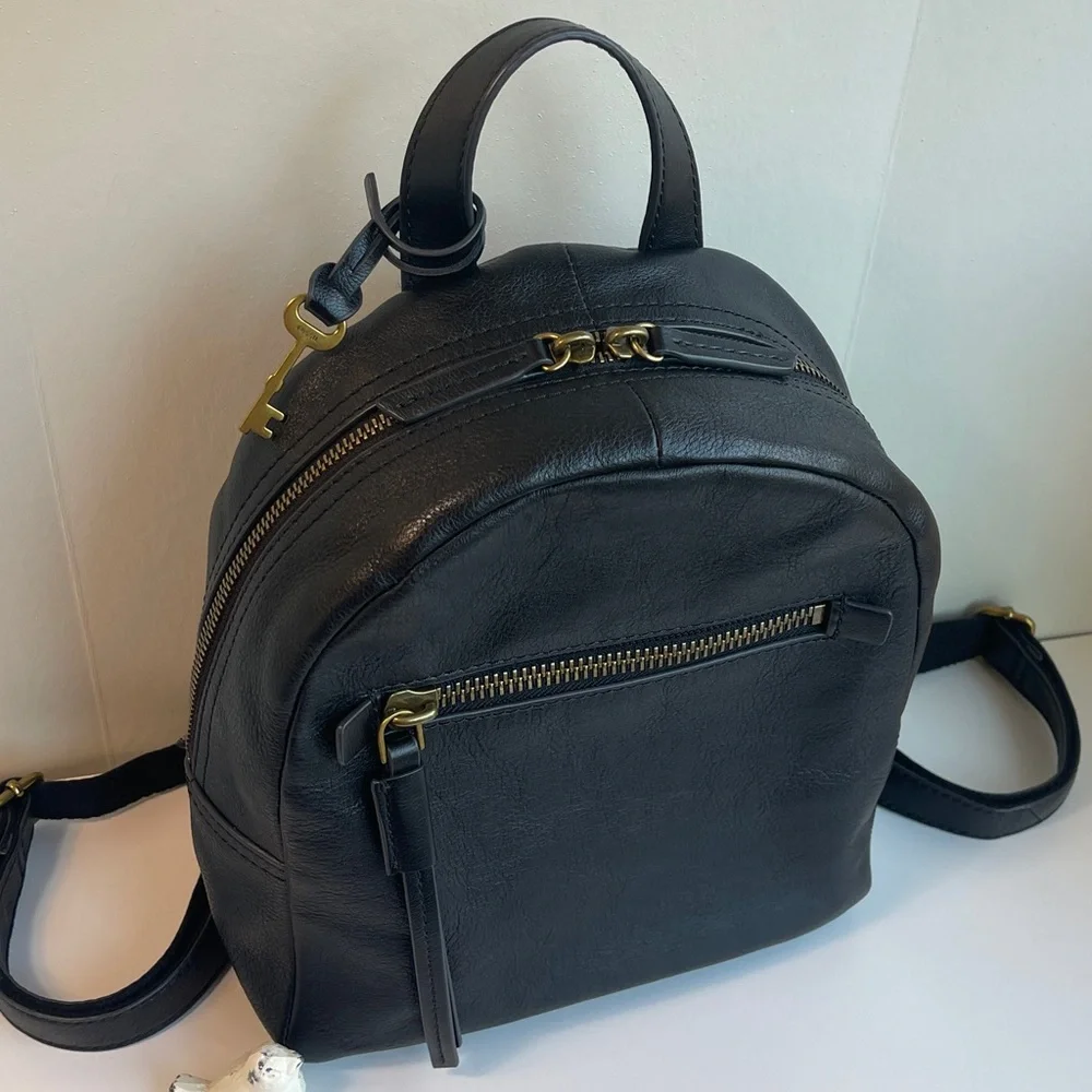 Fossil Black Genuine Leather Backpack